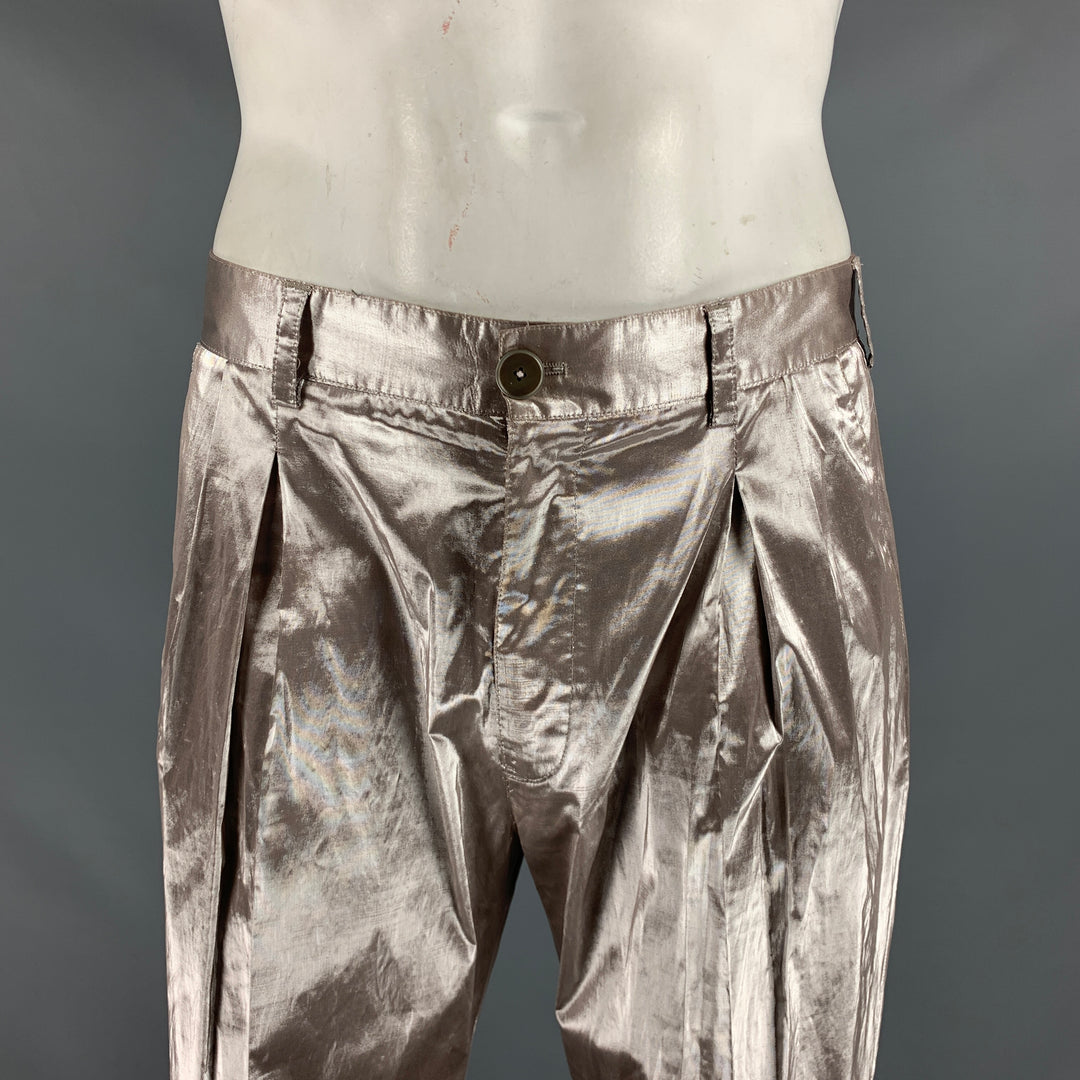 VERSACE Size 34 Silver Metallic Not Listed Pleated Dress Pants