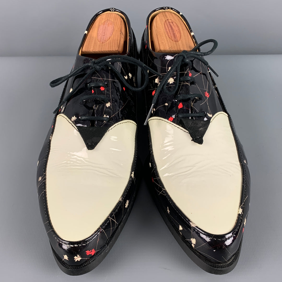 John Fluevog Black and White Patterned Loafers Nimbus - Black/White | Contrast Loafer Heels | Fluevog Shoes main image 4