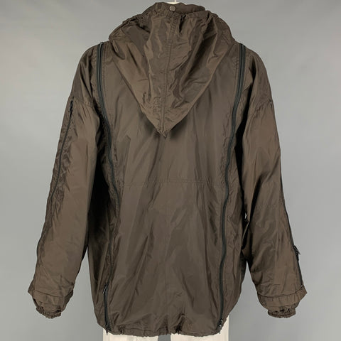FINAL HOME  Size XL Olive Solid Nylon Zip Up & Hood Coat