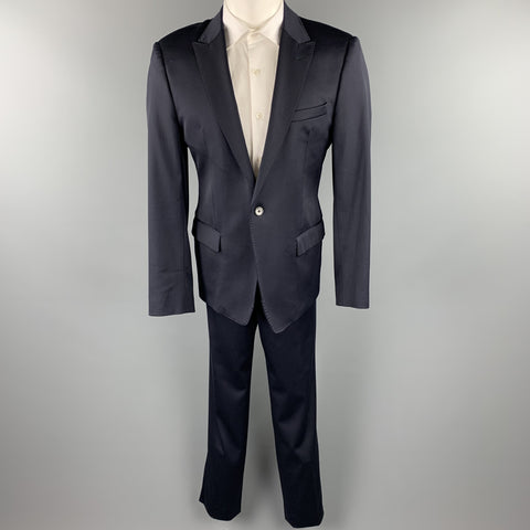 EMPORIO ARMANI 42 Regular Navy Wool Blend Peak Lapel Suit