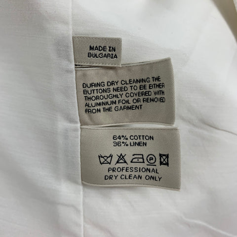 PAUW Size 2 White Cotton Linen Short Sleeve Jacket