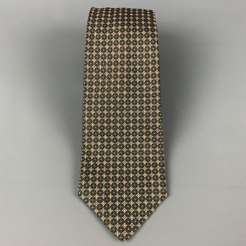 KITON Dark Green Pink Textured Silk Tie