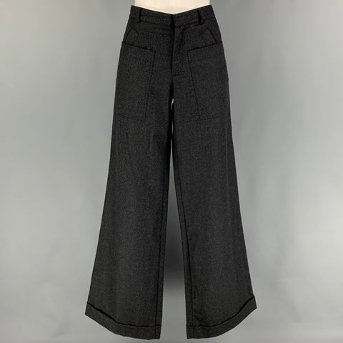 Vintage JEAN PAUL GAULTIER Size 8 Grey Virgin Wool Wide Leg Pants