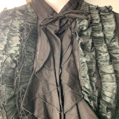 DRIES VAN NOTEN Size M Black Cotton Ruffled Sleeveless Shirt