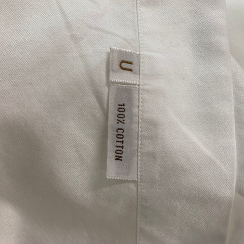 BRIONI Size L White Textured Cotton Button Down Long Sleeve Shirt