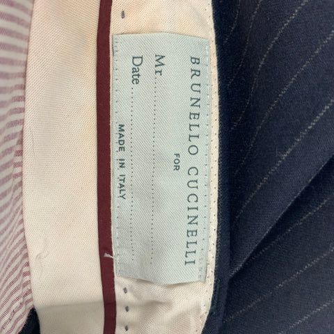 BRUNELLO CUCINELLI Size 34 Navy Grey Stripe Lana Wool Dress Pants