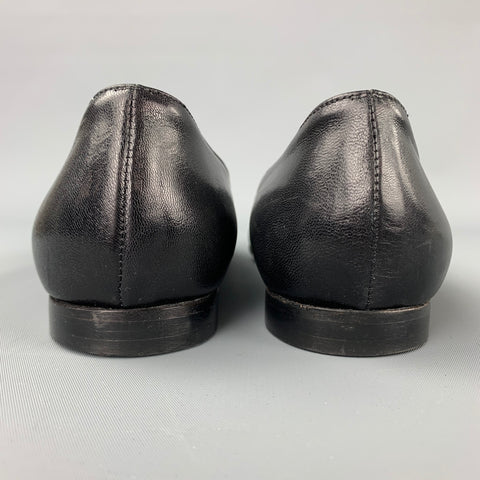 MANOLO BLAHNIK Talla 8 Zapatos planos de cuero negro
