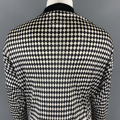 Vintage GIANNI VERSACE Size S Black & White Rhombus Polyamide High Collar Pullover Sweater