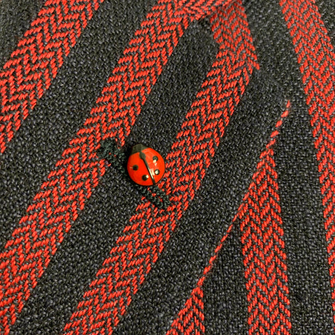 MASSIMO PIOMBO  Size 36 Red & Navy Stripe Linen &  Cotton Sport Coat
