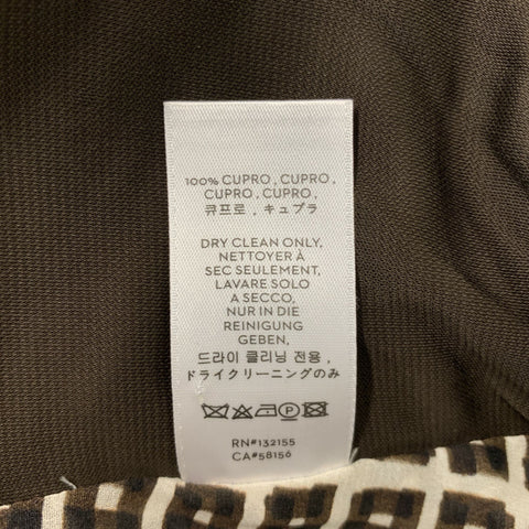 REED KRAKOFF Size 2 Brown White Silk &  Elastane Mixed Fabrics Blouse