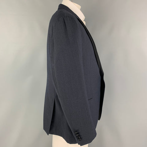 ARMANI COLLEZIONI Size 50 Navy Wool Tuxedo Sport Coat