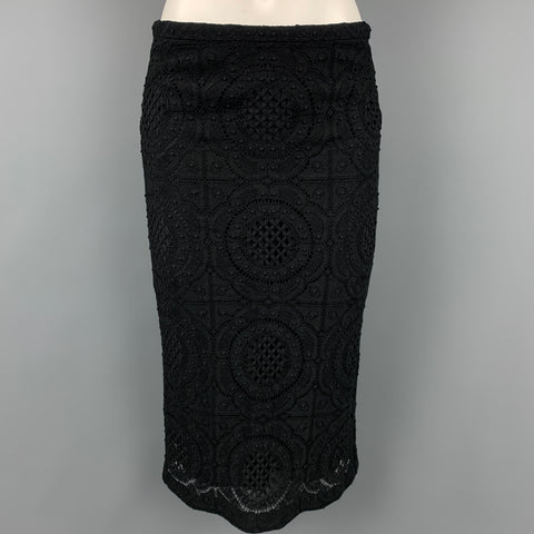 BURBERRY PRORSUM Taille 6 Jupe crayon en coton tricoté / nylon noir