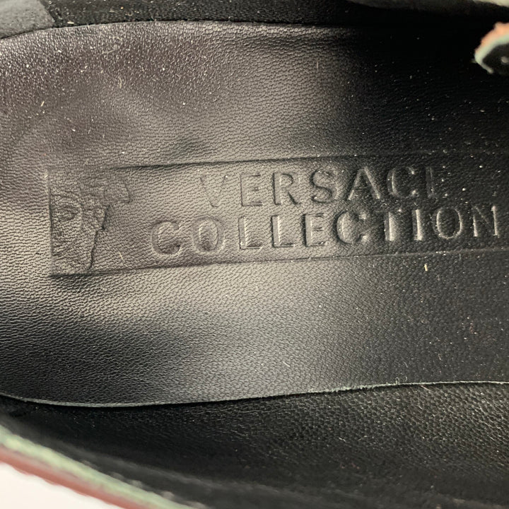 VERSACE COLLECTION Size 10 Brown Patent Leather Double Monk Strap Loafers