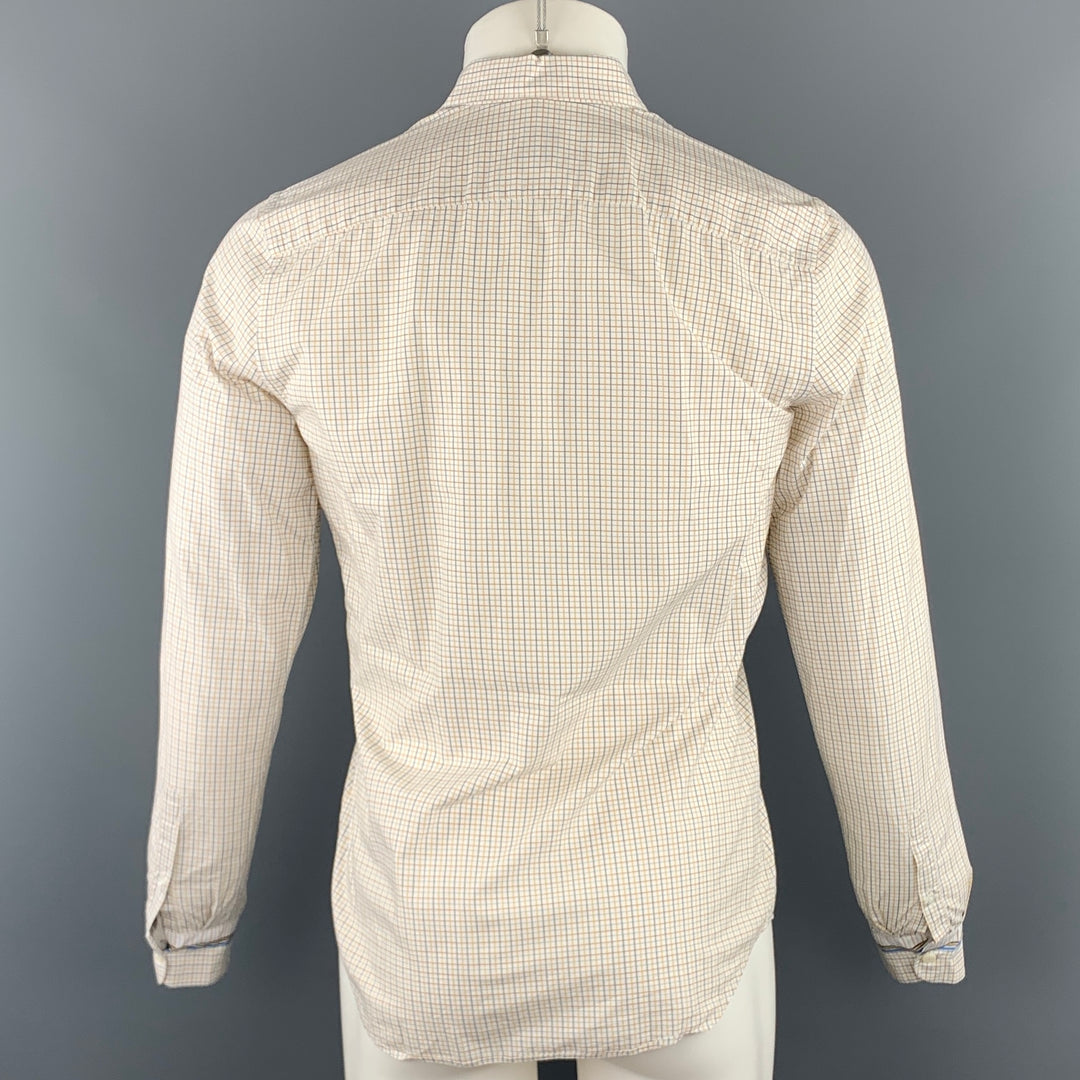 PRADA Talla S Camisa de manga larga con botones de algodón con panel de ventana amarillo