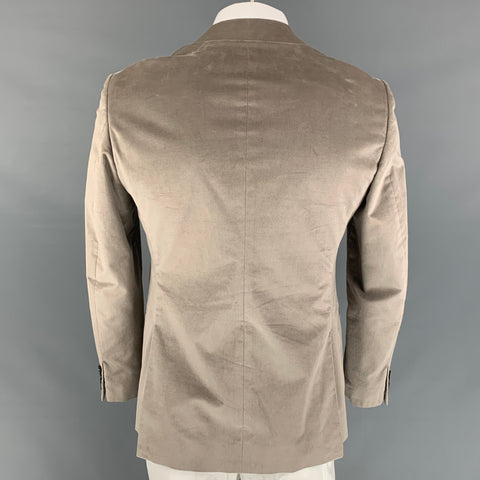 TONELLO Size 42 Taupe Velvet Cotton Blend Notch Lapel Sport Coat