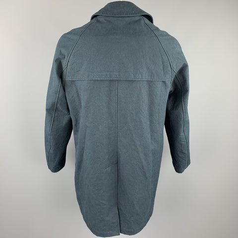 ADAM KIMMEL Size L Navy Cotton Double Breasted Hook & Eye Coat