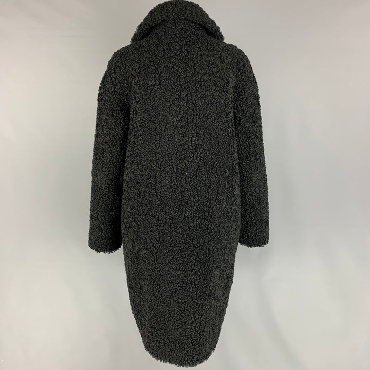 STAND STUDIO Size S Black Faux Fur Textured Notch Lapel Coat