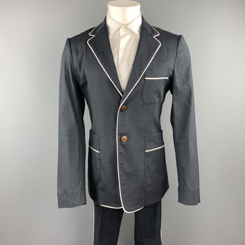 VIVIENNE WESTWOOD MAN Size 40 Charcoal Ramie Blend Notch Lapel Suit