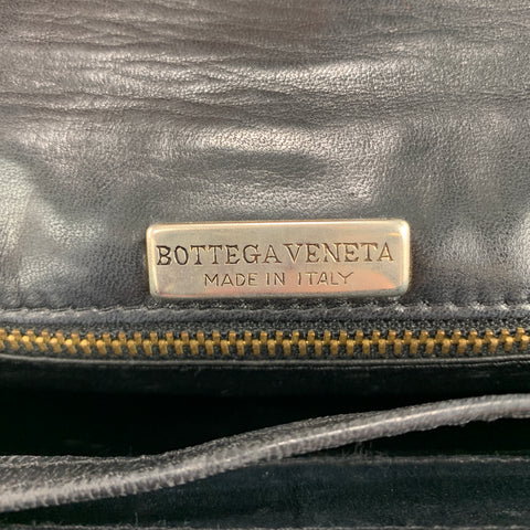 Vintage BOTTEGA VENETA Black Intrecciato Woven Leather Shoulder Bag