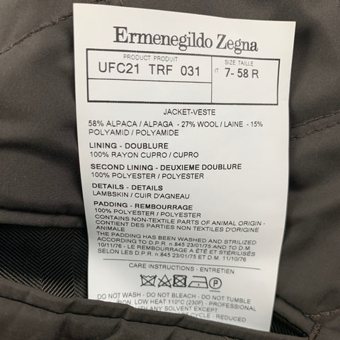 ERMENEGILDO ZEGNA Size 48 Hunter Green Heather Alpaca Blend Sport Coat