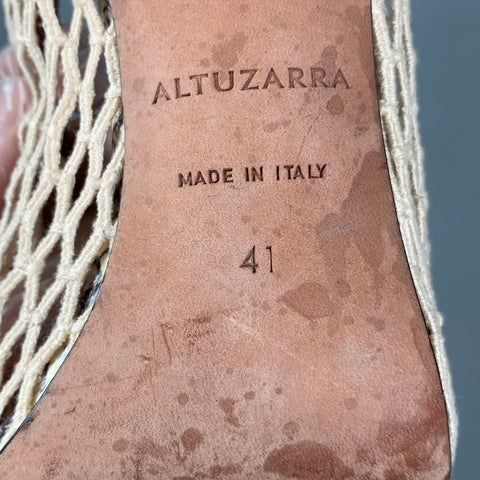 ALTUZARRA Talla 11 Zapatos de tacón con piel de serpiente en relieve de cuero marrón beige