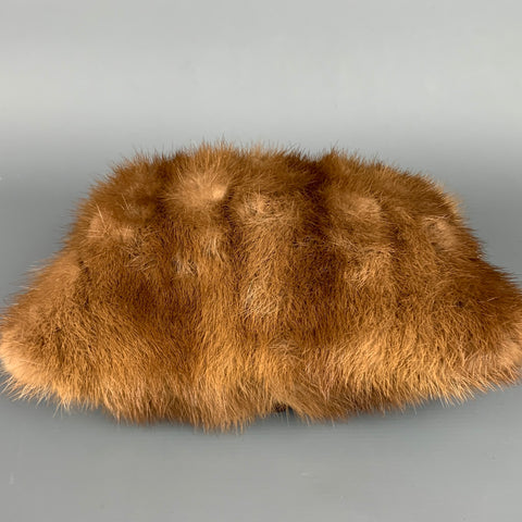 CYN RIVERA Tan Mink Fur Evening Handbag