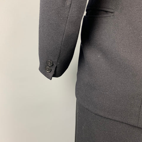 VINTAGE Size 42 Black Wool Peak Lapel Tuxedo