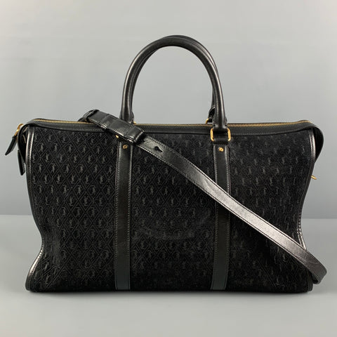 SAINT LAURENT Sac à main fourre-tout en cuir suédé monogramme noir