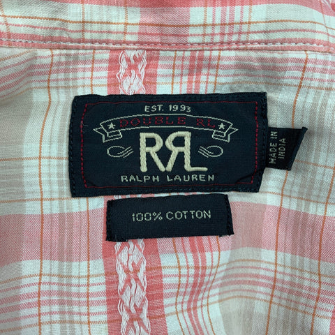 RRL by RALPH LAUREN Size 4 Pink & White Plaid Cotton Western Shirt