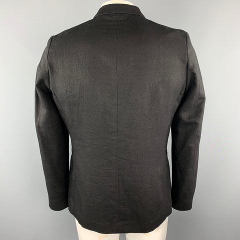 PAUL SMITH Size L Black Linen / Wool Notch Lapel Sport Coat