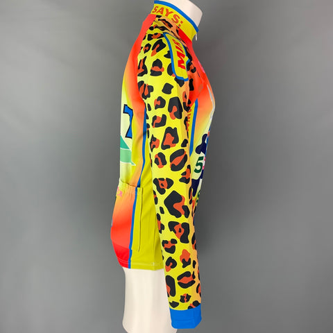 WALTER VAN BEIRENDONCK SS21 Size L Orange Graphic Nylon Jersey Bike Top