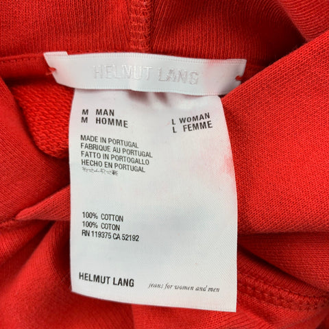 HELMUT LANG L'Apocalypse Joyeuse Size M Red Cotton Hooded Sweatshirt