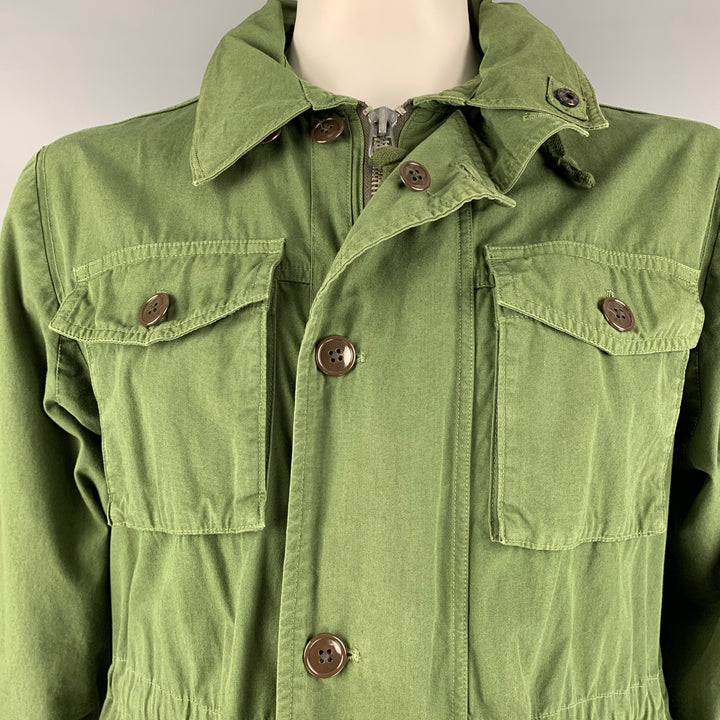 J.CREW Size L Green Cotton Military Jacket