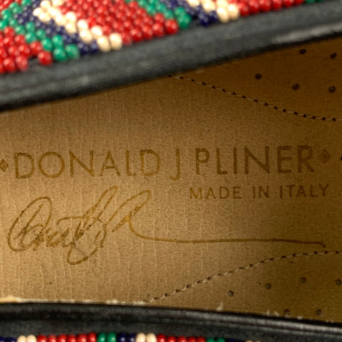 DONALD J PLINER Size 11.5 Red Beaded Leather Slip On Loafers