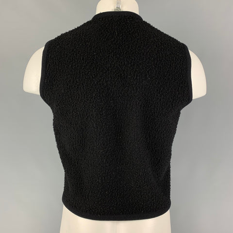 MS BRAQUE Size 38 Black Textured Wool Button Down Vest