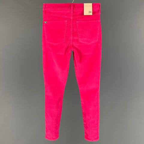 ALICE + OLIVIA Talla 24 Pantalones de corte jean de pana de algodón rosa