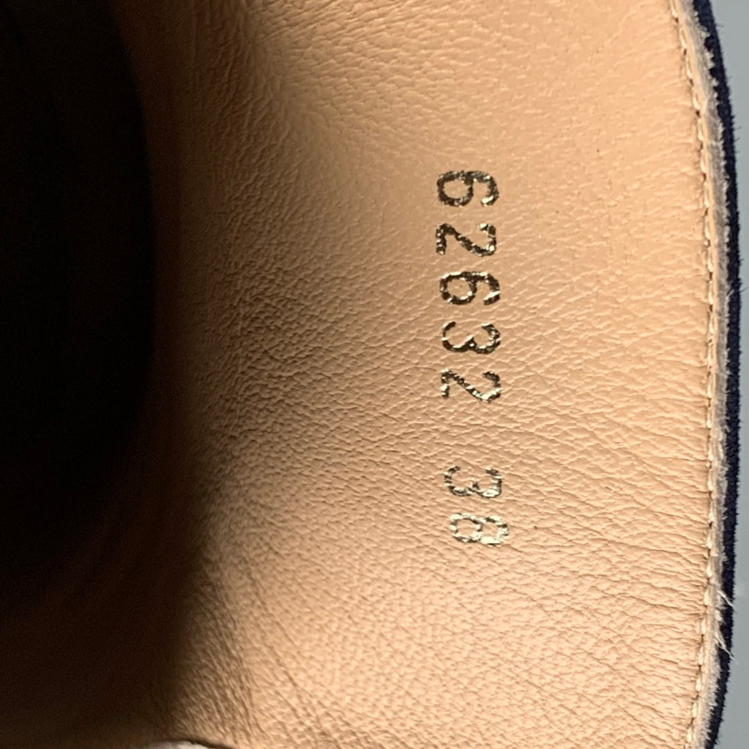 DEAR FRANCES Sandalias planas de materiales mixtos de ante azul marino talla 8