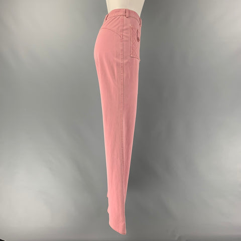 CHANEL Talla 4 Pantalones casuales rectos de algodón rosa