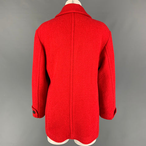 BALLY Size 10 Red Wool Blend Textured Peacoat