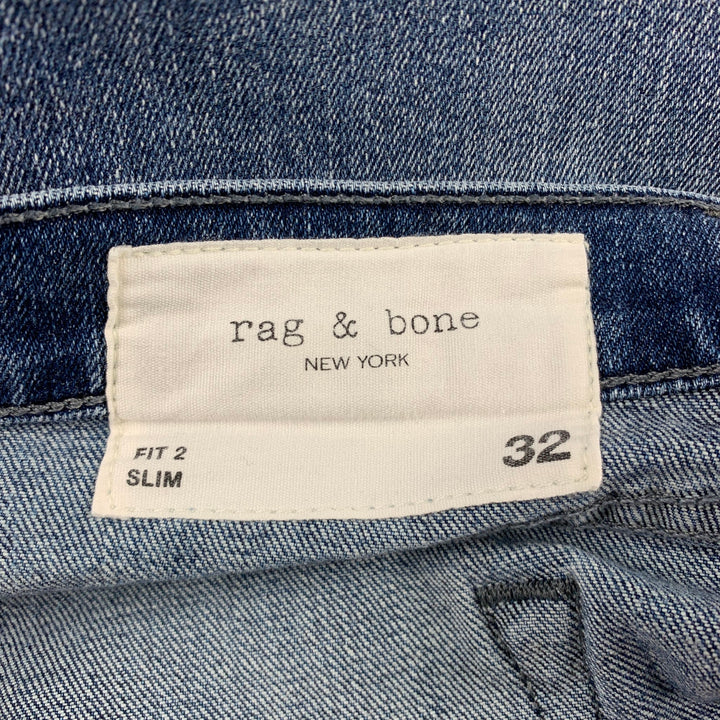 RAG &amp; BONE Vaqueros ajustados con bragueta de botones y denim lavado índigo Talla 32