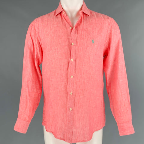 POLO by RALPH LAUREN Size S Orange Linen Long Sleeve Shirt