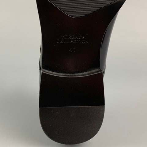 VERSACE COLLECTION Size 8 Black Leather Double Monk Strap Loafers