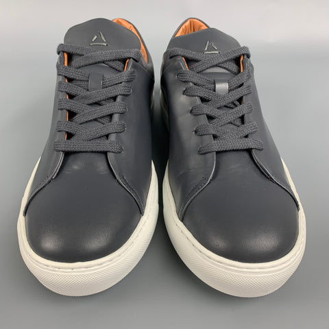 AQUATALIA Size 8.5 Charcoal & White Color Block Leather Low Top Alaric Sneakers