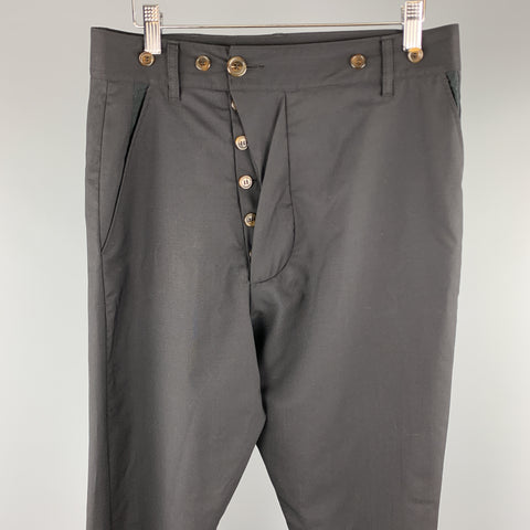 VIVIENNE WESTWOOD Taille 28 x 31 Pantalon décontracté en laine Lana unie noire