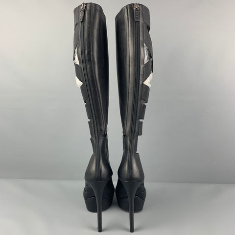 GUCCI Talla 6 Botas Helena con plataforma recortada de cuero negro