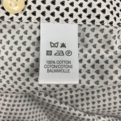 PAUL SMITH Size L White Black Hearts Cotton Long Sleeve Shirt