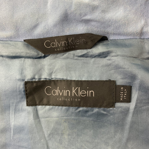 CALVIN KLEIN COLLECTION Size 38 Light Blue Stitched Cotton / Acrylic Zip Up Jacket
