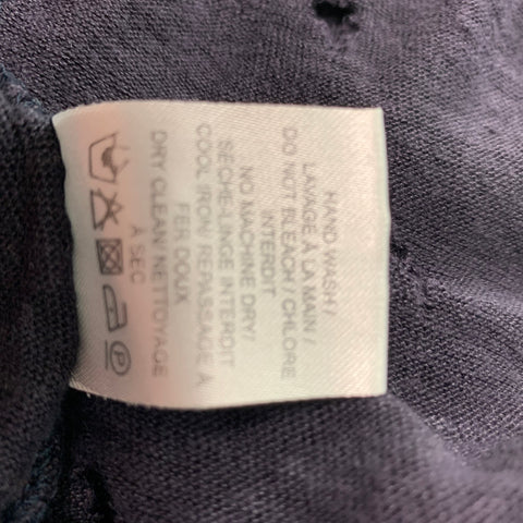 IRO Size XS Navy Distressed Linen Crew-Neck T-shirt
