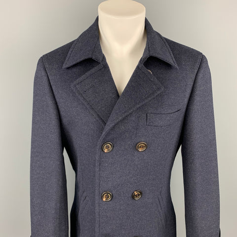 BRUNELLO CUCINELLI Size 40 Navy Cashmere Double Breasted Peacoat