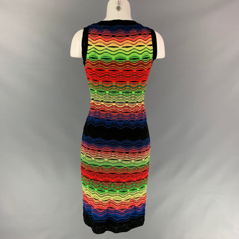M MISSONI Size 6 Multi-Color Cotton Blend Knitted Shift Dress